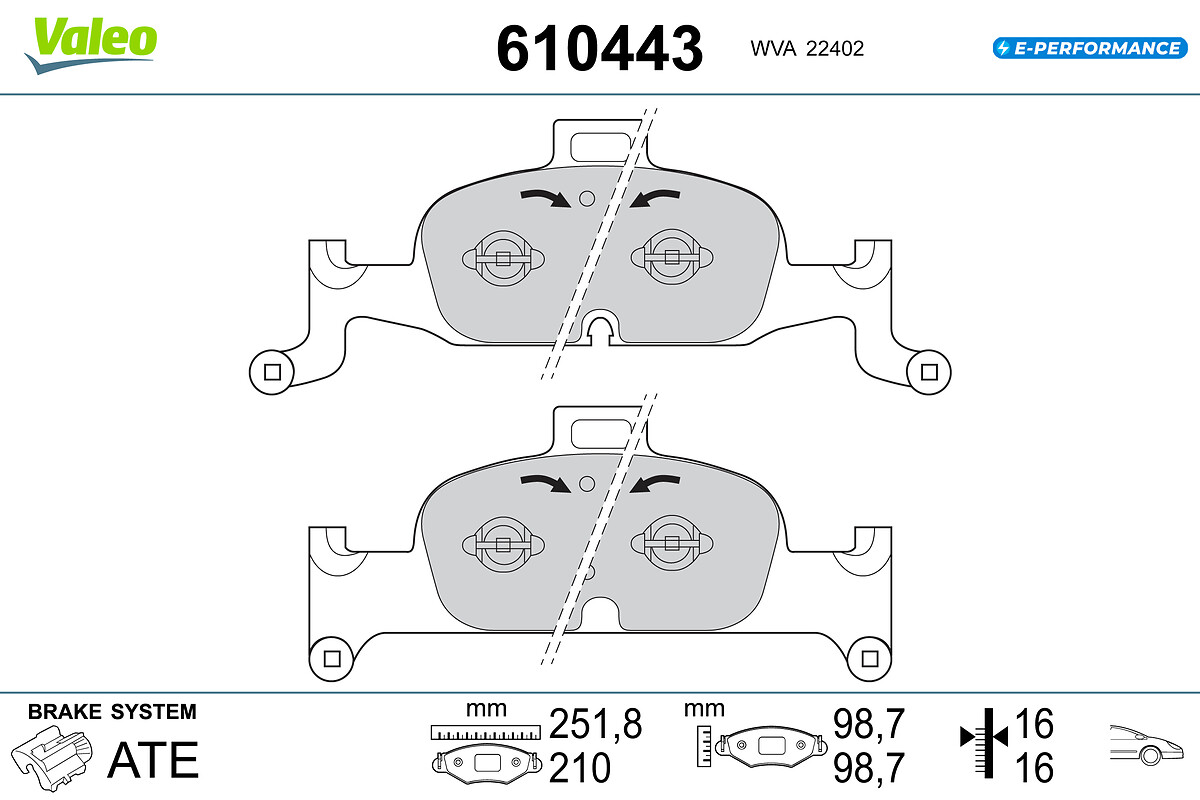 Pastiglie freno VALEO 610443